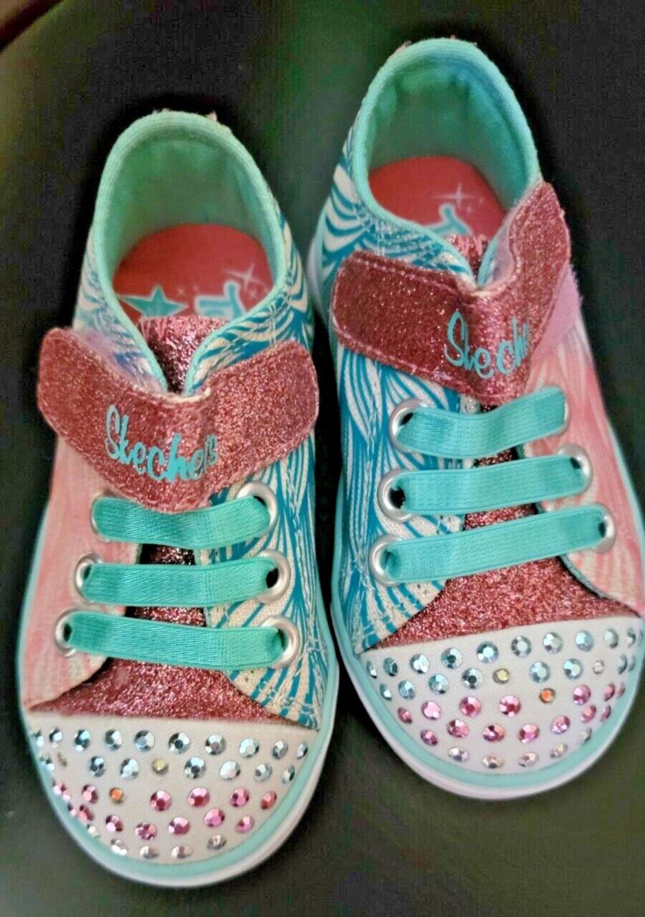 Skechers Twinkle Toes Light Up Toddler Girls Sneakers Size 5 New